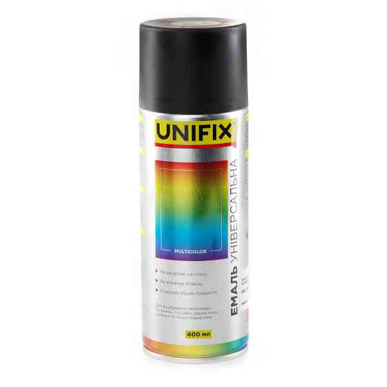 Эмаль акриловая универсальная RAL 9005 Черный мат. 400мл UNIFIX Ровно