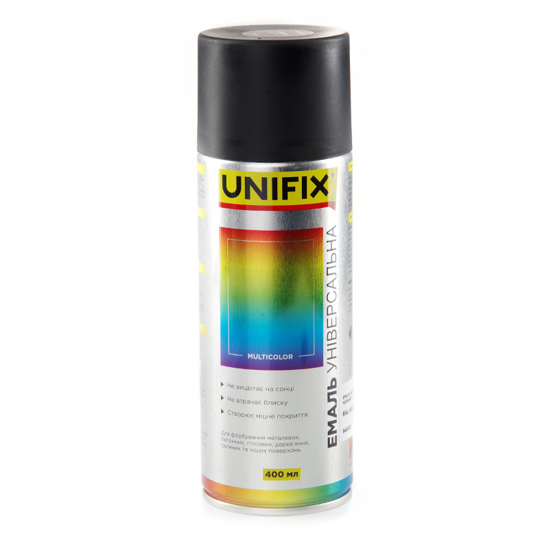 Эмаль акриловая универсальная RAL 9005 Черный мат. 400мл UNIFIX Ровно - изображение 2
