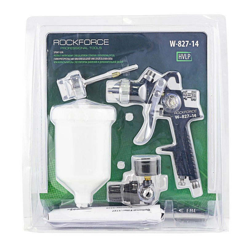 Краскораспылитель HVLP, гравитационный, сопло 1,4 мм с регулятором давления и дополнительной дюзой RF-W-827-14 Одесса - изображение 2