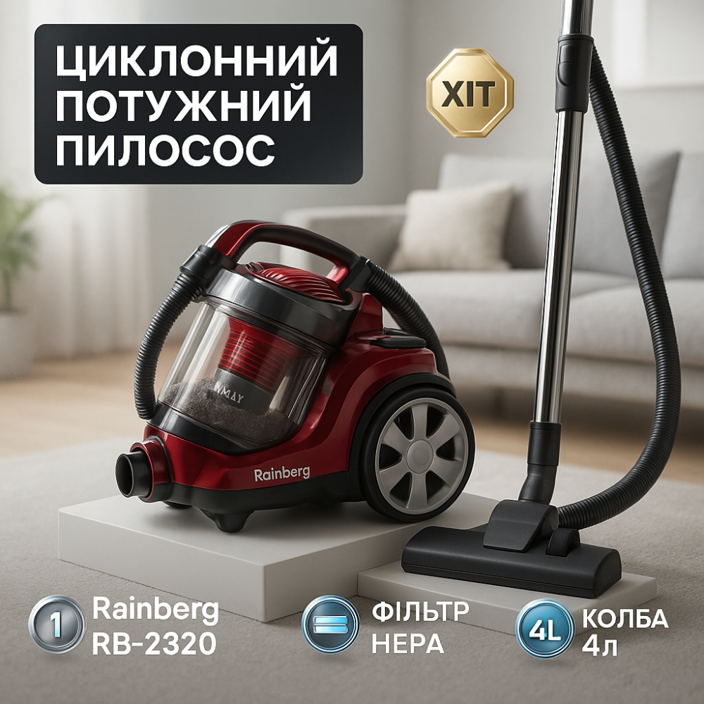 Пылесос с хорошими характеристиками Rainberg, Профессиональный пылесос для дома для паркета NL-32 Львов - изображение 2