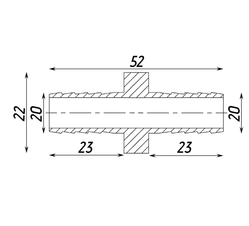Трубка соединительная никелированная прямая 20мм х 20мм штампованная А05208А(нк) VA (000026827) Киев - изображение 2