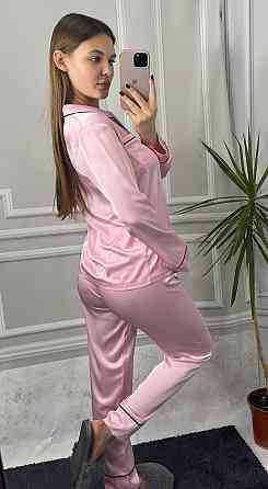 Комплект шовковий трійка сорочка з шортами і штанами Зефірний L Харків