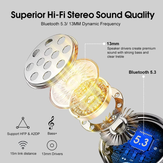 Беспроводные наушники OYIB MD058A Black — Bluetooth 5.3 наушники с 4 микрофонами ENC и LED дисплеем Киев