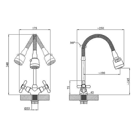 Змішувач для кухні з гнучким виливом Agua Toledo - C039 Київ