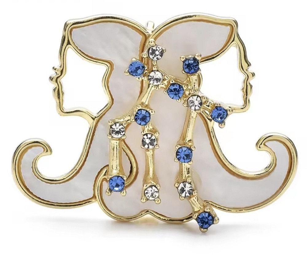 Брошка знак зодіаку "Близнюки" Золотистий Сміла - фото 1