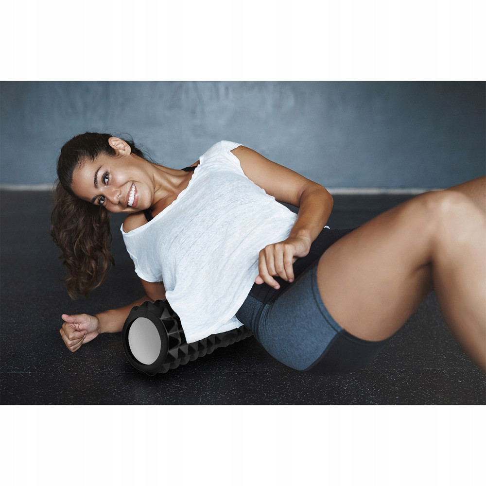 Ролик з масажними подушечками для йоги, розтяжки Trizand (23570) Black Нововолинськ - фото 6