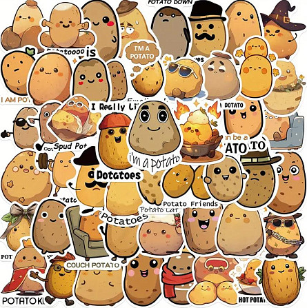 Наклейки "Картопля". Стікери "Potato". Водонепроникні мемні наклейки для пляшки води, комп'ютера, 50 Київ - фото 1