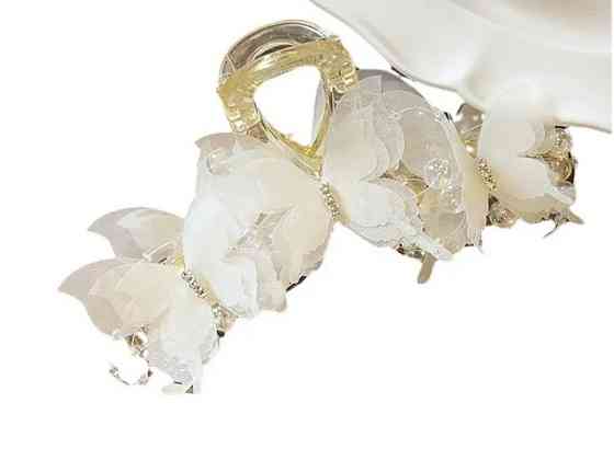 Заколка-крабік "Метелики" Білий Сміла