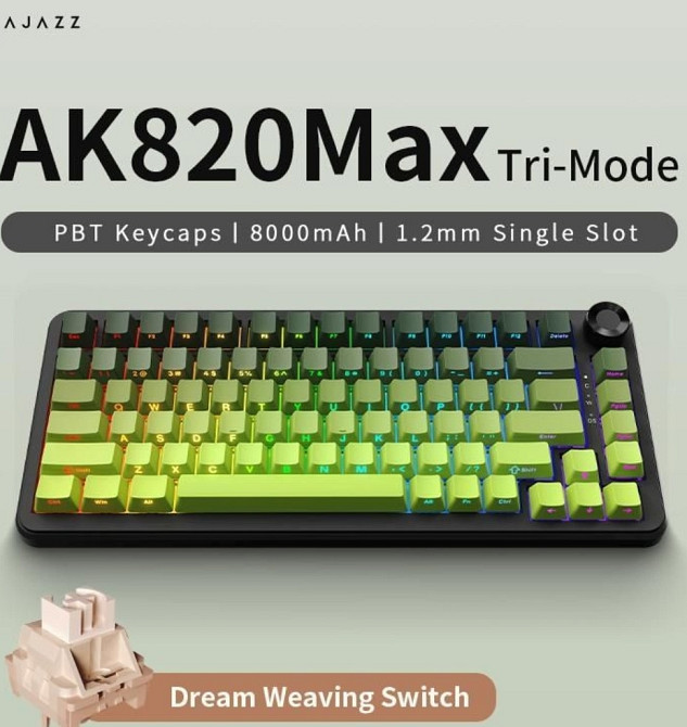 Ігрова безпровідна клавіатура Ajazz ak 820 max plus. Київ - фото 2