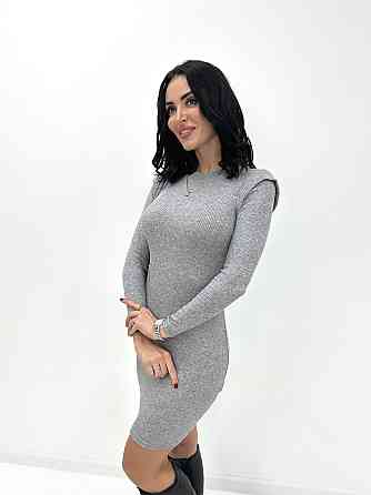 Тепла сукня рубчик "Hillary" оптом | Норма Сірий, 42-44 Київ