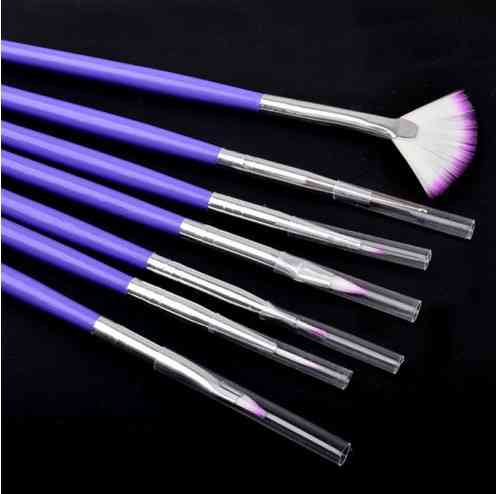 Кисти для маникюра фиолетовые - в наборе 7шт., длина 18см, искусственный ворс Киев