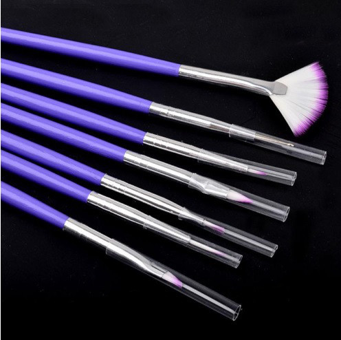 Кисти для маникюра фиолетовые - в наборе 7шт., длина 18см, искусственный ворс Киев - изображение 2