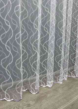 Тюль фатин с вышивкой Цвет белый с сиреневым 1834т Киев
