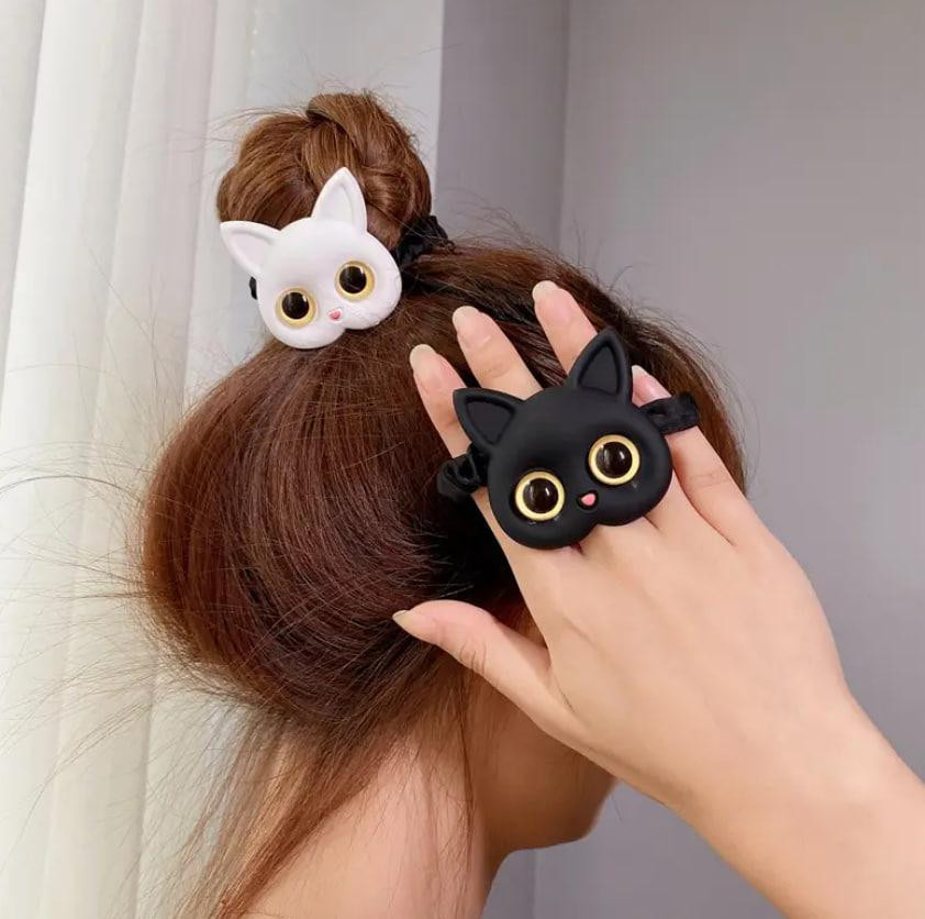 Резинка для волос «Чёрный кот» — милая резинка с мордочкой кота Киев - изображение 1