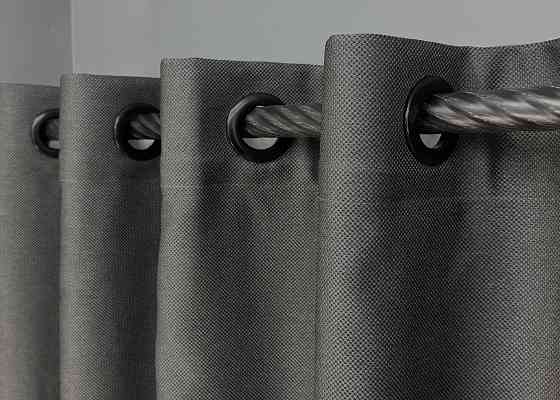 Комплект готовых штор на люверсах VR-Textil Рогожка TERRA LUXE № 1857ш Графитовый 150х270 см 2 шт (37-0310) Киев