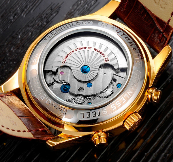 Годинник чоловічий механічний Carnival Swiss Sahara Gold (2 ремінці) Вінниця - фото 6