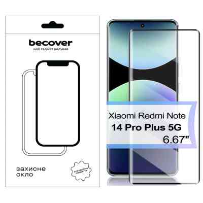 Стекло защитное BeCover EDGE Xiaomi Redmi Note 14 Pro Plus 5G Black (713580) Винница