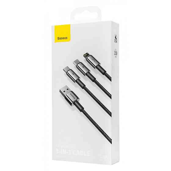 Кабель Baseus Tungsten Gold One-for-three Fast Charging Data 3-in-1 Micro USB+Lightning+Type-Cм 3.5 Львів