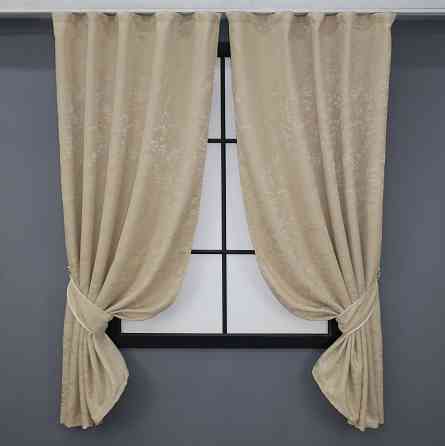 Комплект коротких штор VR-Textil Льон мармур Pavliani № 1170ш Бежевий 130х170 см 2 шт (35-0028) Київ