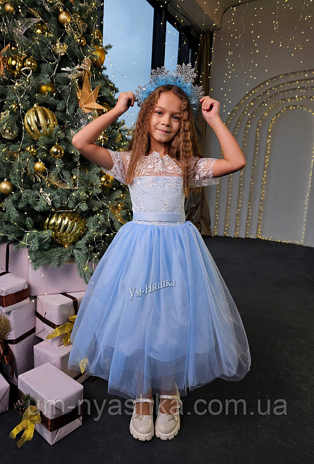Детское нарядное голубое платье ажурное 110-122 Селеста Кривой Рог - изображение 9
