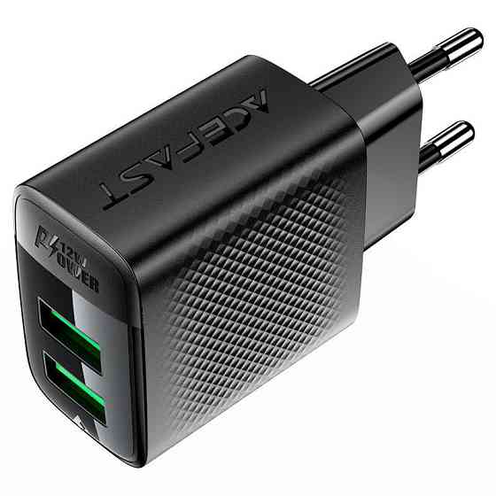 Сетевое зарядное устройство ACEFAST A86 12W (USB-A+USB-A) dual port charger  Black Киев