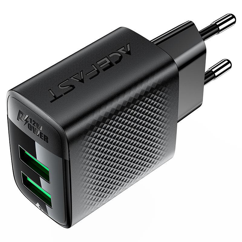 Сетевое зарядное устройство ACEFAST A86 12W (USB-A+USB-A) dual port charger  Black Киев - изображение 5