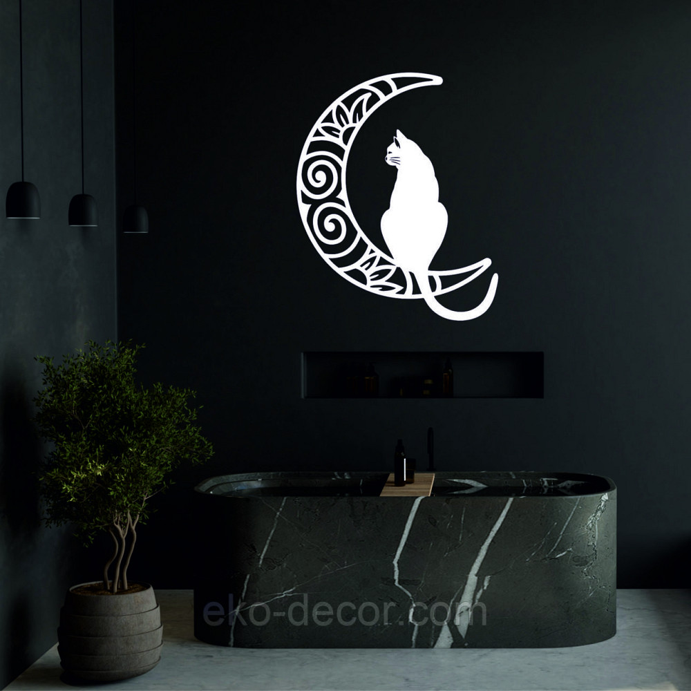 Декоративное настенное Панно «Кот на луне» Декор на стену 90*73 см, Белый Киев - изображение 7