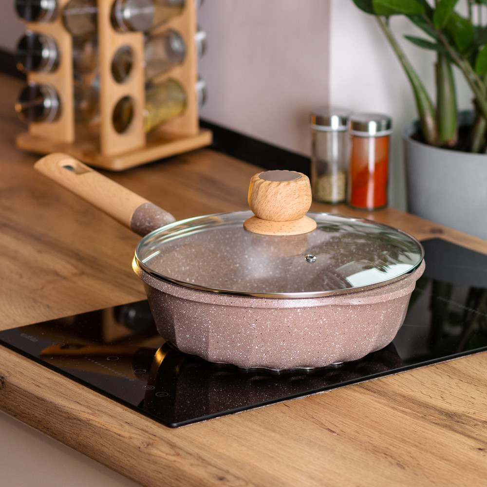 Алюмінієвий сотейник 2,7 л з мармуровим антипригарним покриттям Ø 24 см HP-4-436CO Коломия - фото 6