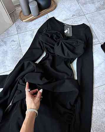 Жіноча стильна романтична сукня крепдайвінг Чорна, 42/44 Одеса