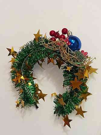 Обруч новогодний для волос с мишуры с игрушкой one size разноцветный ручная работа синий Киев