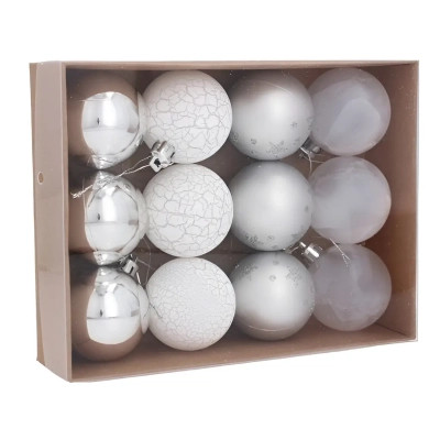 Ялинкова іграшка Chomik кульки компл. 12 шт, 5см, мікс срібні (5900779849693_2) Вінниця - фото 1