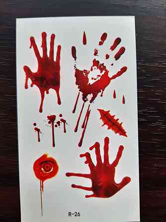 Тимчасова тату Криваві руки 10 на 6 см червоний Київ