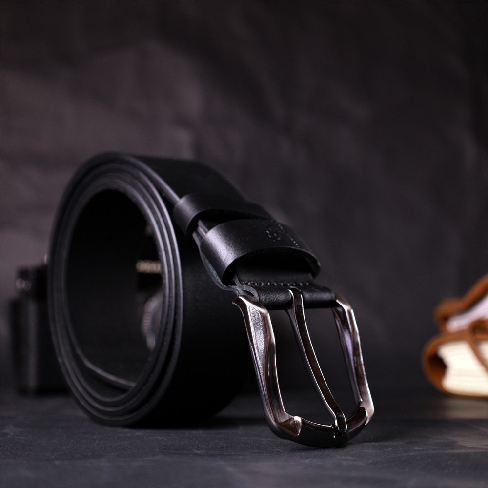 Чудовий ремінь під джинси з натуральної шкіри Чорний (GRANDE PELLE) Київ - фото 2