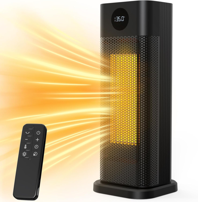 Обогреватель Minthouz Space Heater 2000 Вт, керамический PTC, ECO, термостат 15–35°C, таймер, пульт, поворот 70° Киев - изображение 2