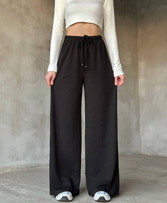 Жіночі базові штани-палацо з якісної двонитки. Чорний, 46-48 Одеса - фото 1