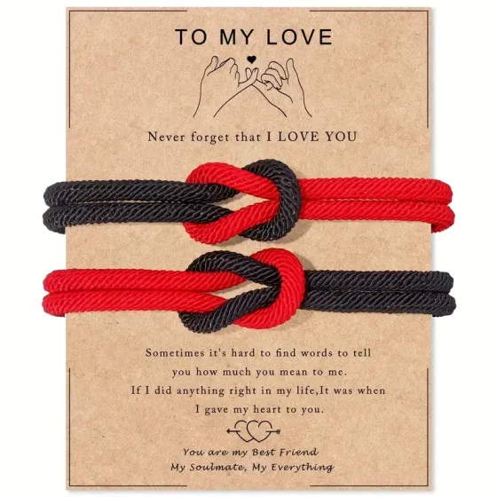 Парные браслеты-обереги черный и красный из шнура Киев