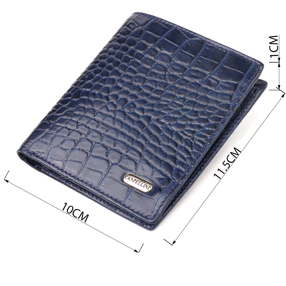 Незвичайне чоловіче портмоне із натуральної фактурної шкіри Синє (CANPELLINI) Київ - фото 7