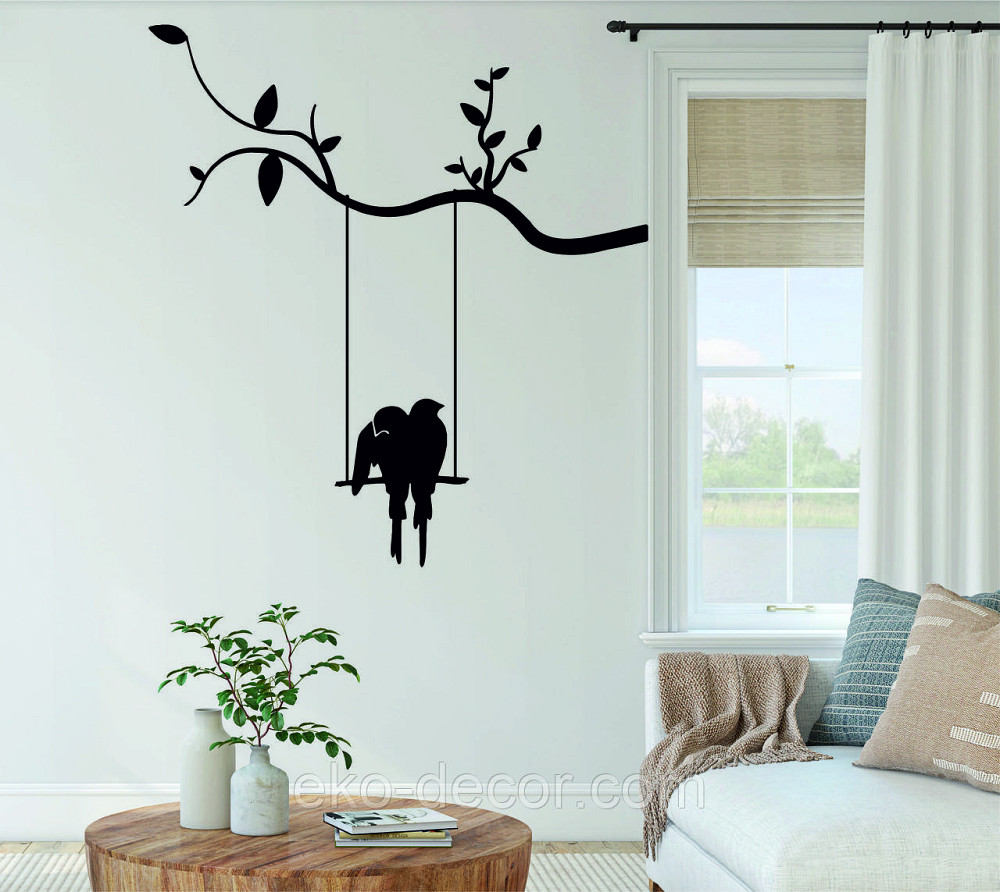 Декоративное настенное Панно «Птички на качеле», Декор на стену 90*82 см, Черный Киев - изображение 6