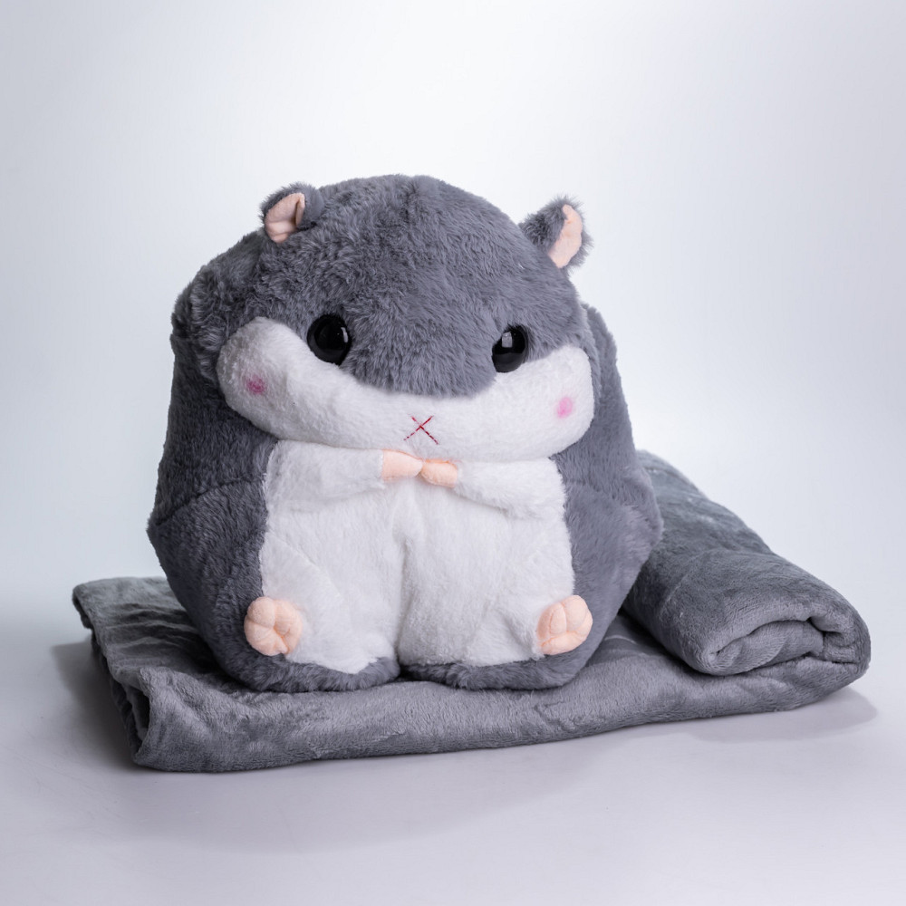 М'яка іграшка-подушка з пледом Хом'як 110×160 (см) плюшевий дитячий плед 3в1 Сірий 7090G Коломыя - изображение 1