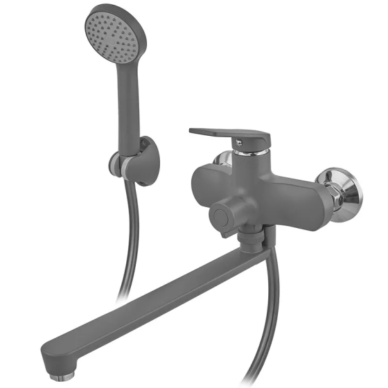 Змішувач для ванни Plamix Lucas-006 Euro SET Graphite (з шлангом, лійкою та кронштейном.) (Колір графіт) (PM6101)   ( 26730 ) Харьков