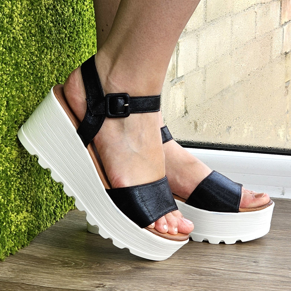 Жіночі Босоніжки на Танкетці Сандалії на платформі Чорні Літні (розміри: 36,37,38,39,40) — 200 Дніпро - фото 1