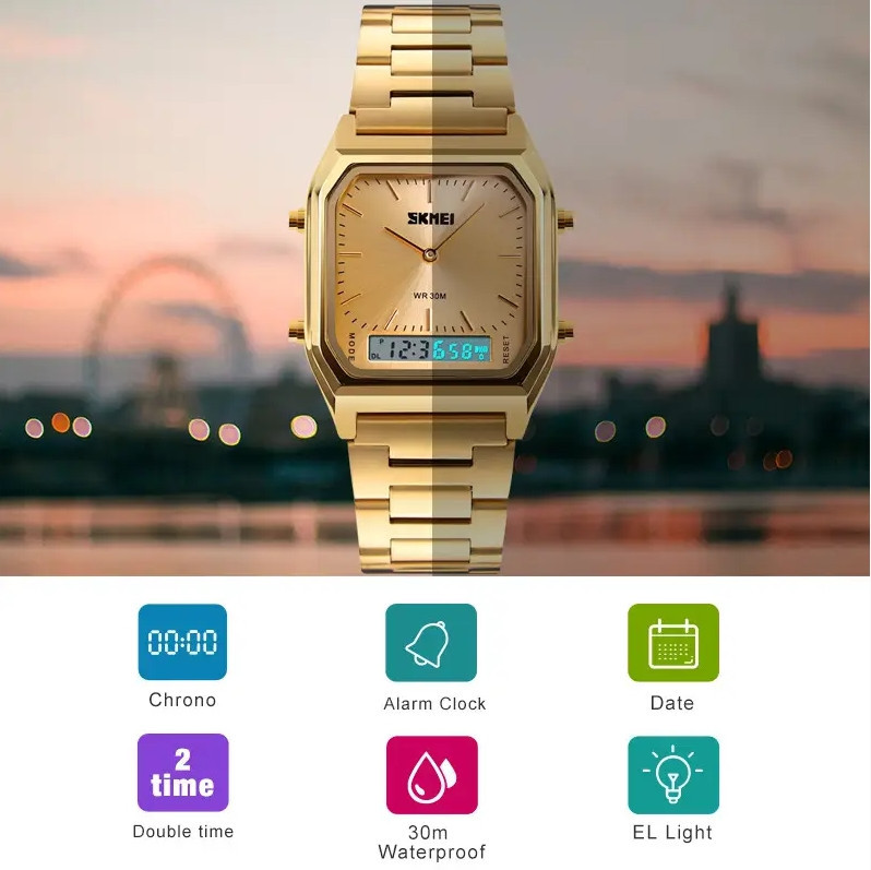 Наручний чоловічий годинник Skmei 1220 Tango Золоті Київ - фото 5