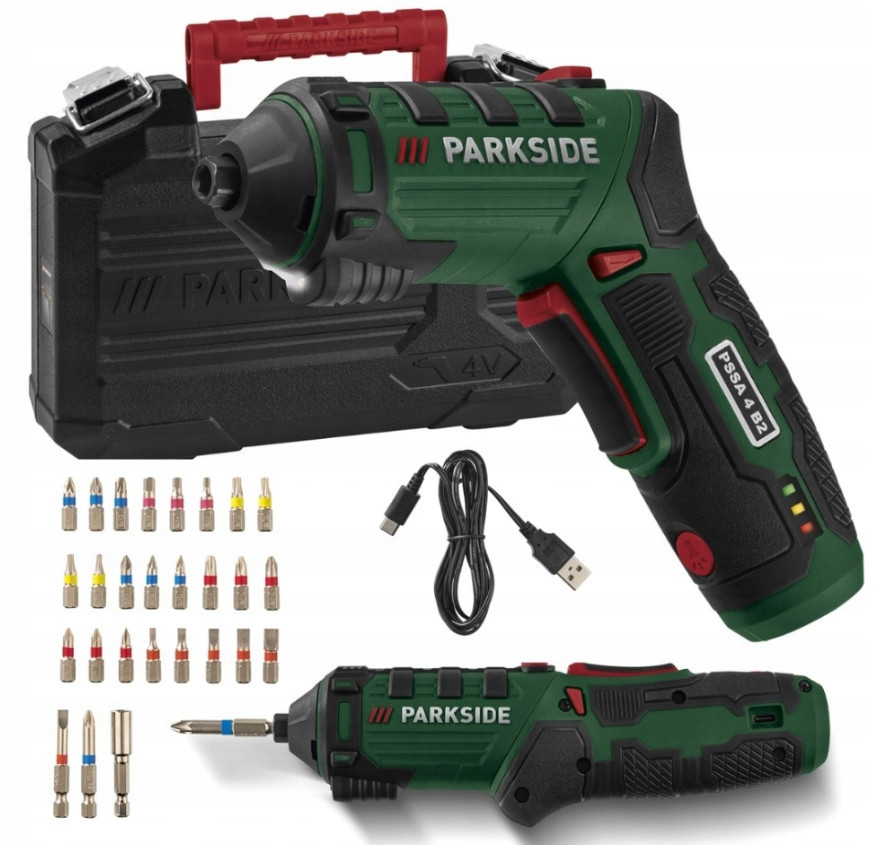 Акумуляторна викрутка поворотне руків'я 26 біт із кейсом Parkside (PSSA 4 B2) Нововолинськ - фото 1