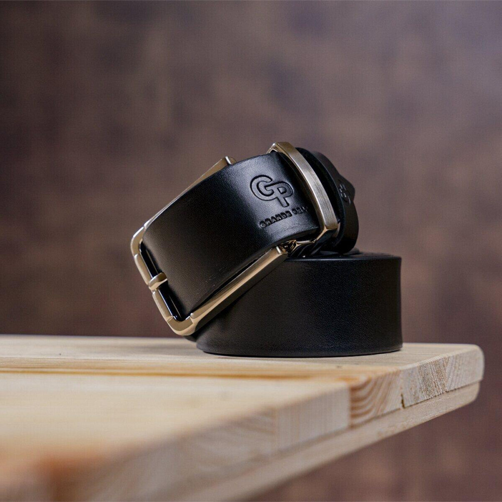 Ремень мужской GRANDE PELLE 00249 кожаный Черный Киев - изображение 6