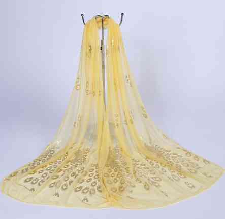 Желтый шарф женский с Павлинами - размер шарфа 170*40см Киев