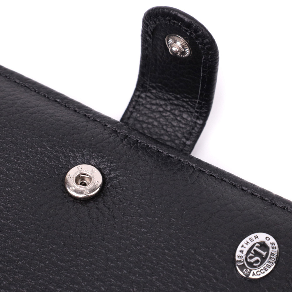 Чоловічий вертикальний шкіряний гаманець чорний (ST Leather) Київ - фото 14