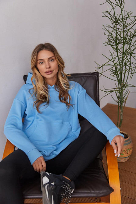 Вільний худі для майбутніх мам тринитка без начосу Chelm L-XL (46-48) Lullababe Блакитний Кривий Ріг - фото 9