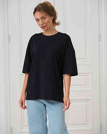 Футболка жіноча оверсайз кругла горло Nicoletta — Чорна M Київ