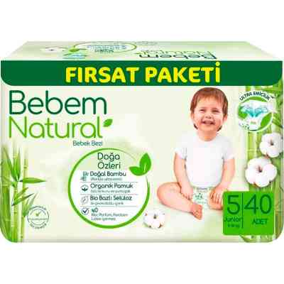Подгузники Bebem Natural 5 Junior 11-18 кг 40 шт (8690536831975) Винница