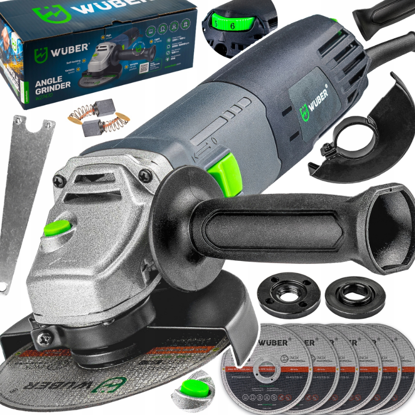 Болгарка (угловая шлифмашина) 1500Вт 125мм + 6 дисков Wuber (Польша) Киев - изображение 1
